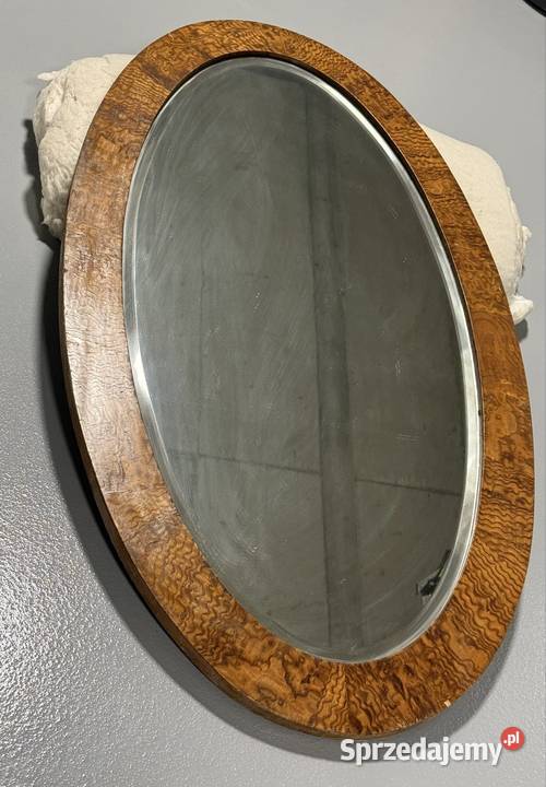 Owalne lustro art dco z lat 30 czeczotka Porcelana i szkło