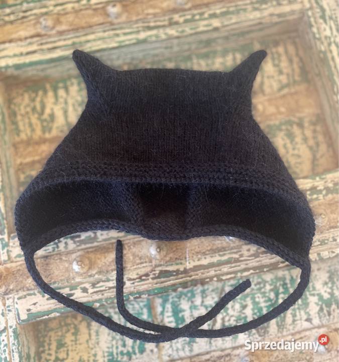 Hat cat Bonetka kotka czapka z uszkami handmade Podgórzyn