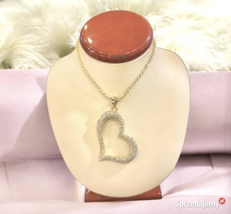 Pozłacany naszyjnik model walentynkowy z sercem sprzedam