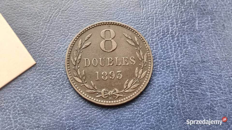 Stare monety 8 doubles 1893 Guernsey Lesko