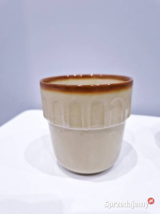 Stary ceramiczny zestaw śniadaniowy Tułowice beżowy śląskie
