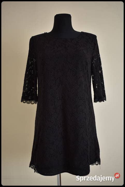 Sukienka mała czarna 40 L cała koronkowa z Kwiatki mazowieckie Płock