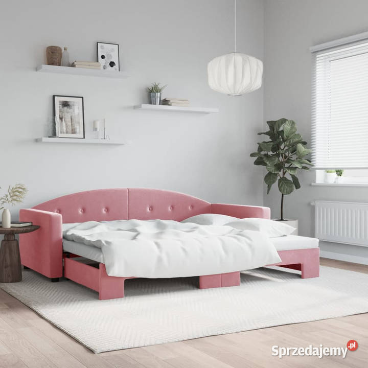 Sofa rozsuwana różowa aksamit 90x200 WM3197304 Warszawa
