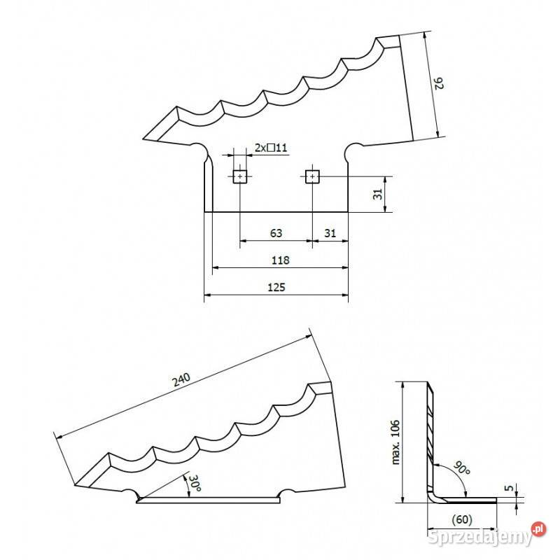 Nóż do paszowozu 240x92x60x5 mm Keenan lewy Kamionna sprzedam