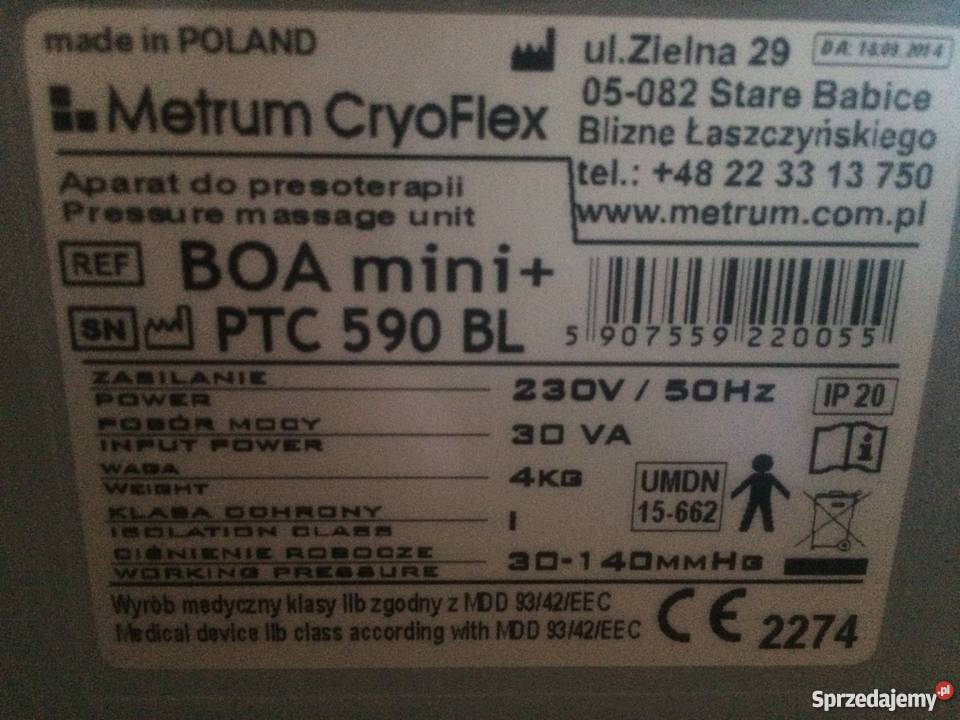 5komorowy aparat BTL BOA Mini Plus drenaż Sprzęt rehabilitacyjny i ortopedyczny sprzedam