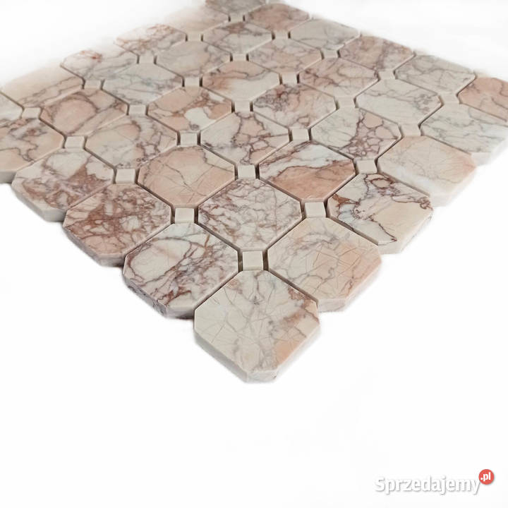 Mozaika octagon z marmur Sakura Beige Płytki uniwersalne Piaseczno