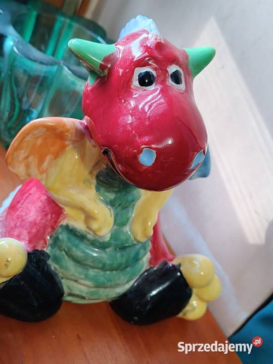 Ceramika Skarbonka smok ręcznie malowana