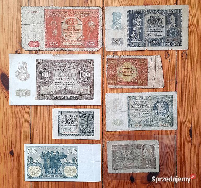 Zestaw Banknotów x 8 Stara Polska I śląskie Gliwice