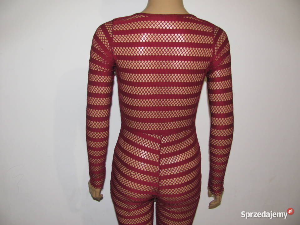 kostium kombinezon sexy siateczka bordowy Zamość