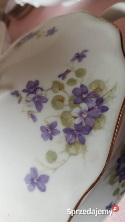 Olbrzymia Waza Fiołki Bohemia Feston Made in