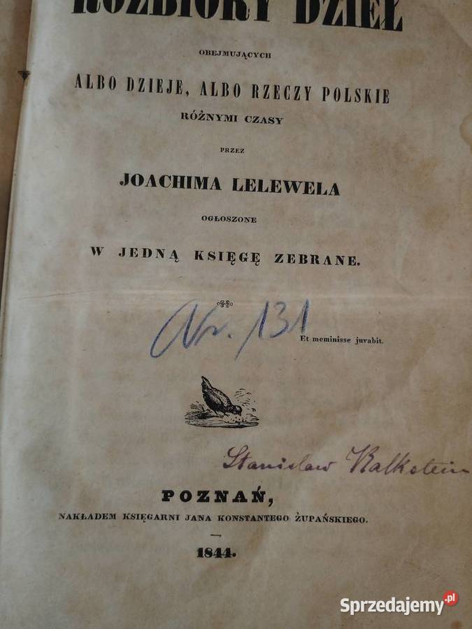 Rozbiory dzieł obejmujące Dzieje J Lelewela Iwno