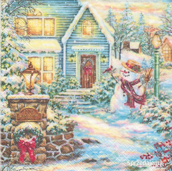 Dekupaż serwetki Boże Narodzenie Mikołaj Zima Skarżysko-Kamienna