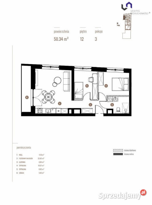 Sprzedaż mieszkania Katowice 5034m2 3pokojowe Rok budowy 2026