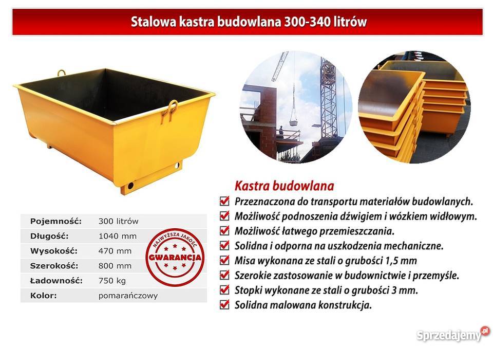 Pojemnik kastra kalfas 300l na zaprawę murarską Kraków
