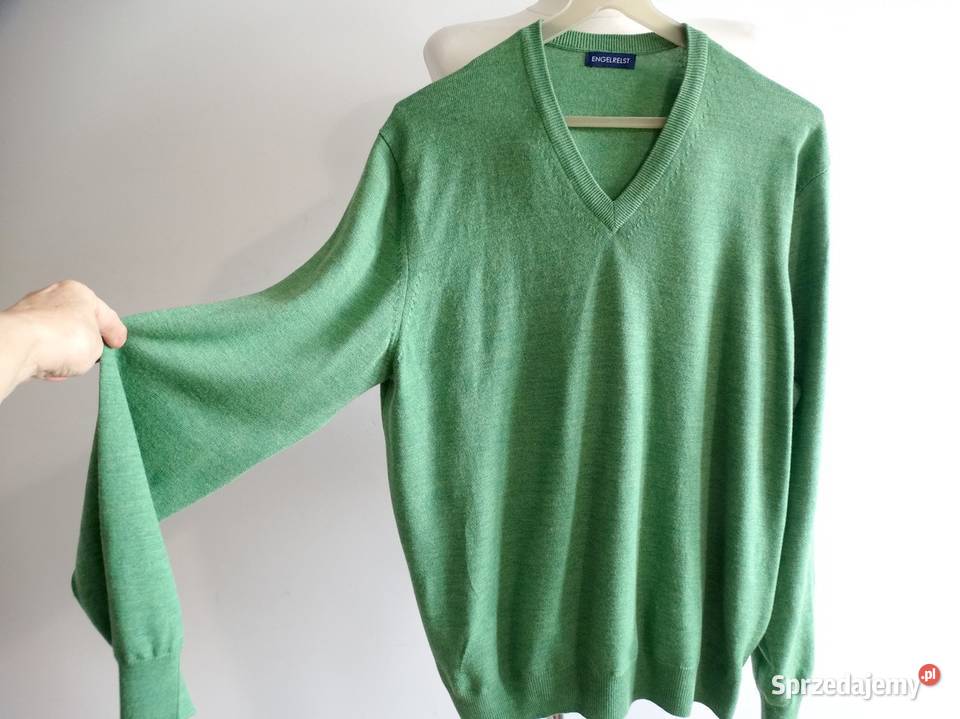 Sweter Męski Wełniany 100 Wełna Merino VNeck podlaskie Łomża