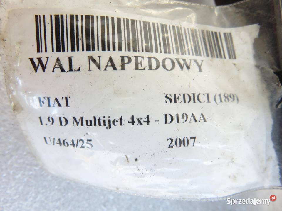 WAŁ NAPĘDOWY FIAT SEDICI 19 4x4 osobowe