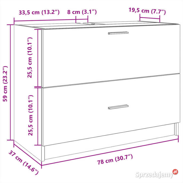 Szafka pod umywalkę kolor dąb sonoma 78x37x59 mazowieckie