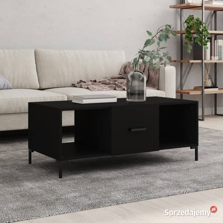 Stolik kawowy czarny 102x50x40 materiał Warszawa