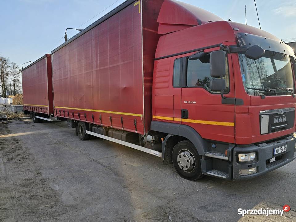 MAN TGL 8250 Zestaw Jumbo firanka Konar diesel Skrzynie z plandeką Łomża