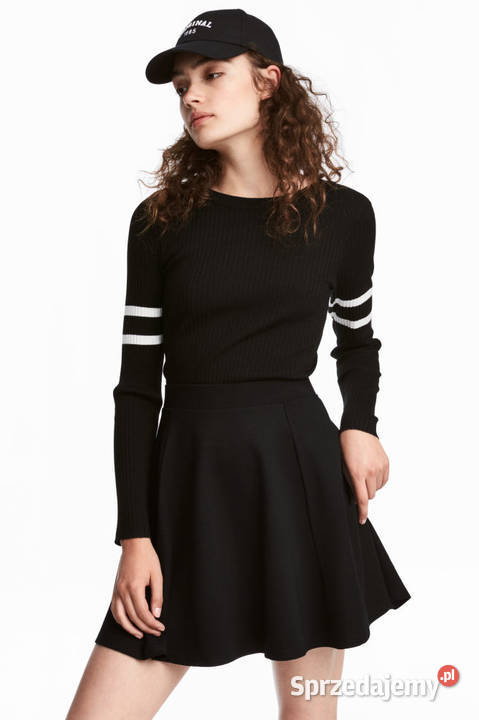 czarna biała bluzka HM xs 34 sweter Toruń