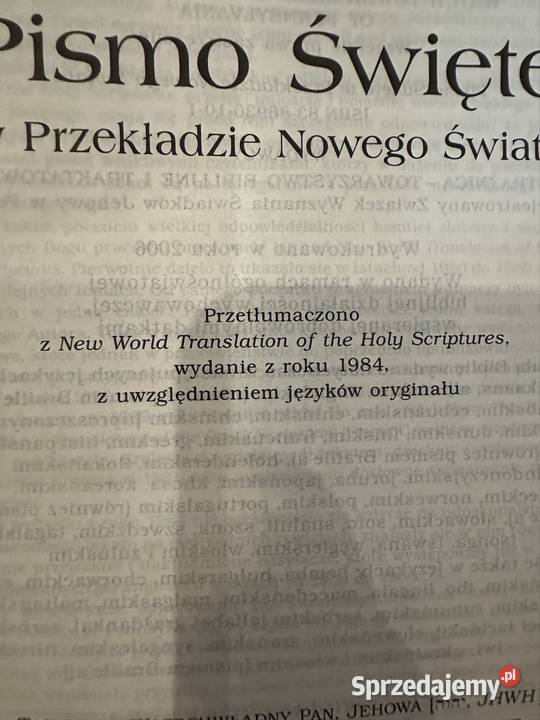 Pismo Święte w przekładzie Nowego Świata 1984 Zabrze