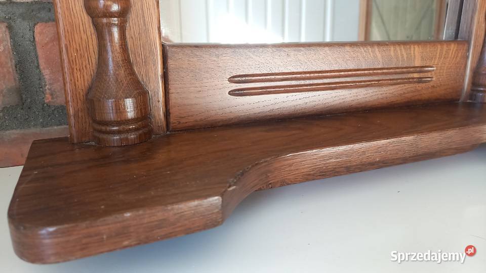 Lustro w dębowej drewnianej ramie z półką Meble zachodniopomorskie sprzedam