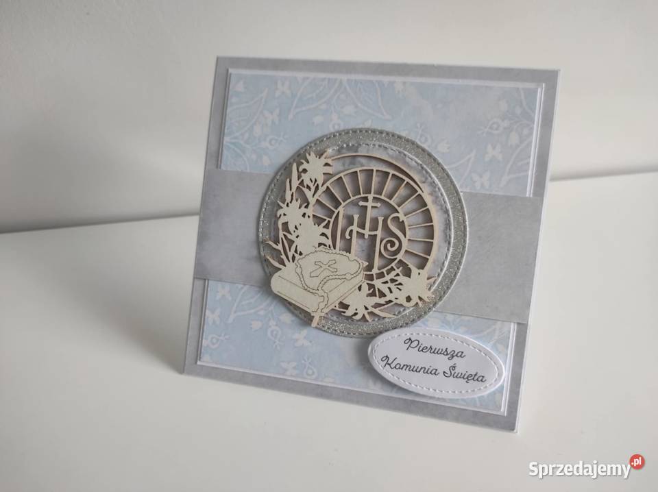 Kartka ręcznie robiona na Komunię Świętą Łódź