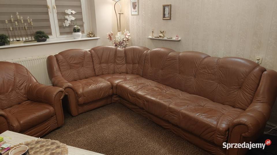 Skórzana kanapa narożna z fotelem Gdańsk