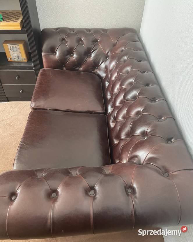 Kanapa chesterfield ze skóry naturalnej