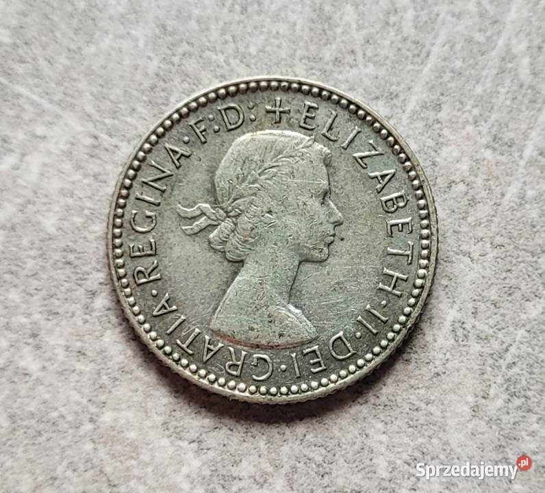 141 AUSTRALIA srebro 6 Pensów 1955 r Wola Kruszyńska