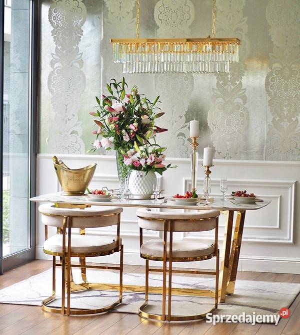 Krzesło glamour beżowo złote nowoczesne do 55cm sprzedam