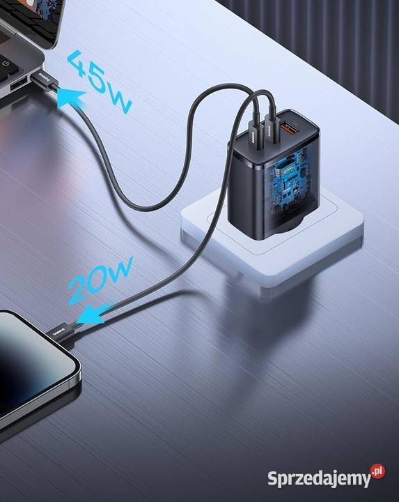 Ładowarka Baseus USB C 65W 3 porty