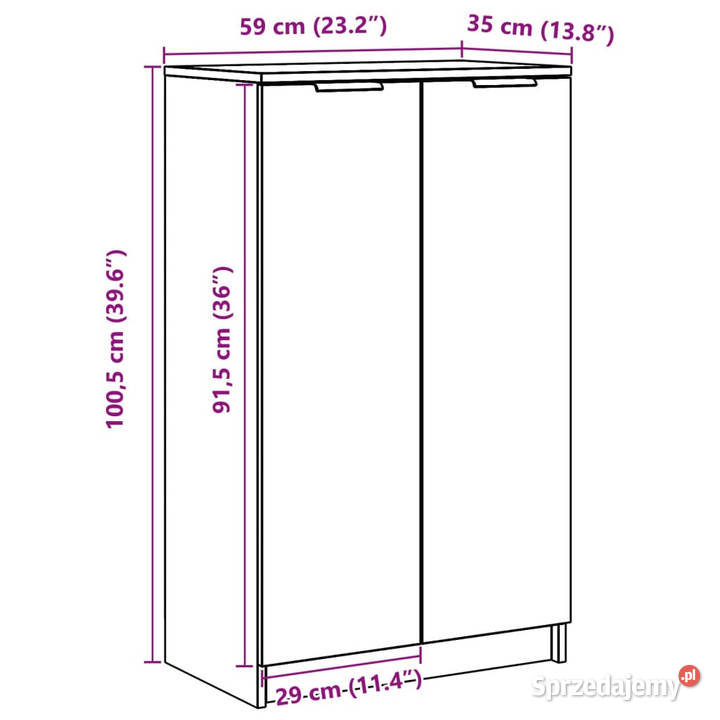 Szafka na buty wysoki połysk biała 59x35x100 Warszawa