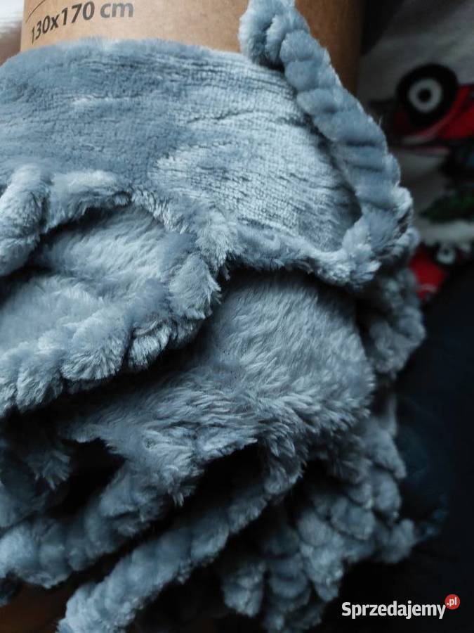 Nowy koc siwypopielaty z frędzlami 170 x 130 Wrocław sprzedam