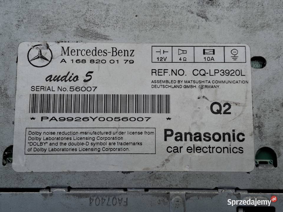 MERCEDES AKLASA W168 RADIO ORYGINALNE Z KODEM Kargowa