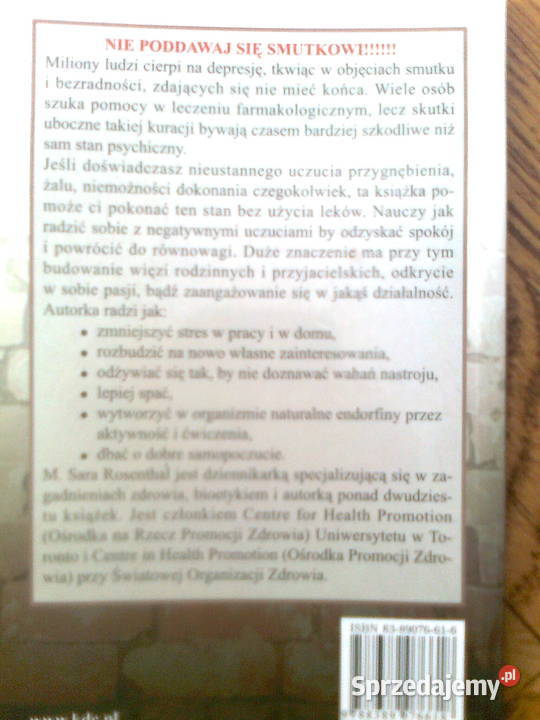 DEPRESJA M Sara Resenthal Rok wydania 2002 Warszawa