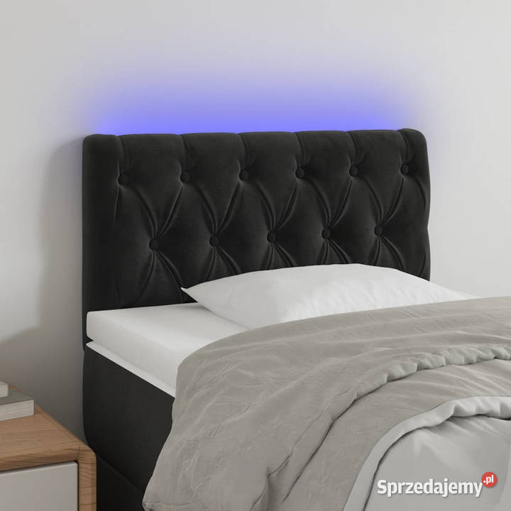Zagłówek do łóżka z LED czarny 80x7x7888 aksamit Ramy i stelaże Warszawa