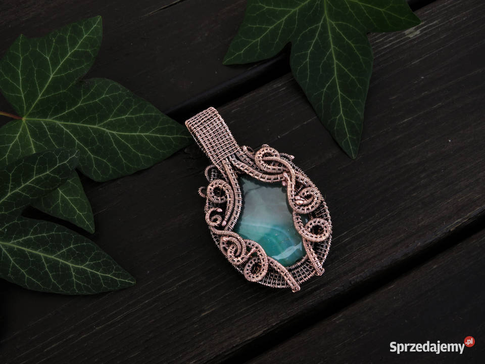 Dwustronny miedziany wisior drzewo życia zielony Wieliczka