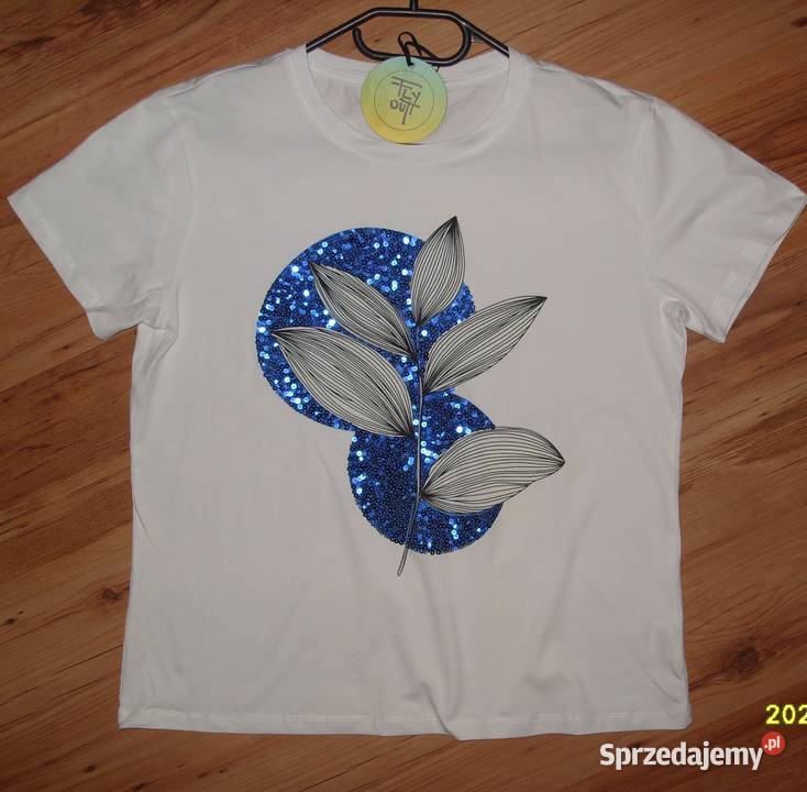 Tshirt CHABROWE Liście cekiny r LXL Rawicz