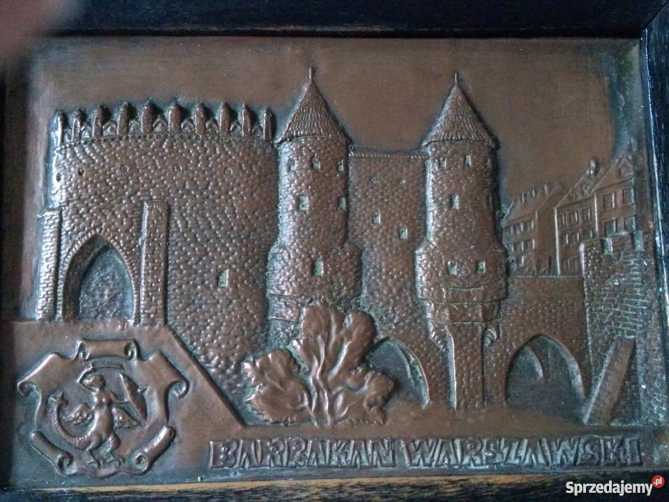 Stary MIEDZIANY OBRAZ płaskorzeźba z blachy