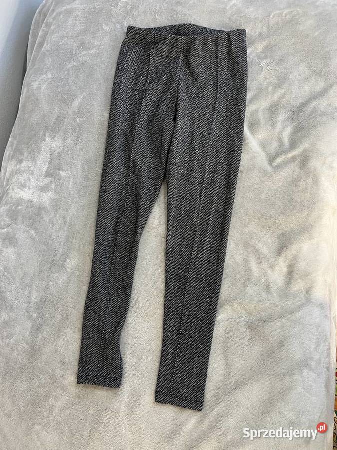 Spodnie legginsy szare w jodełkę szary/srebrny podkarpackie Jasło
