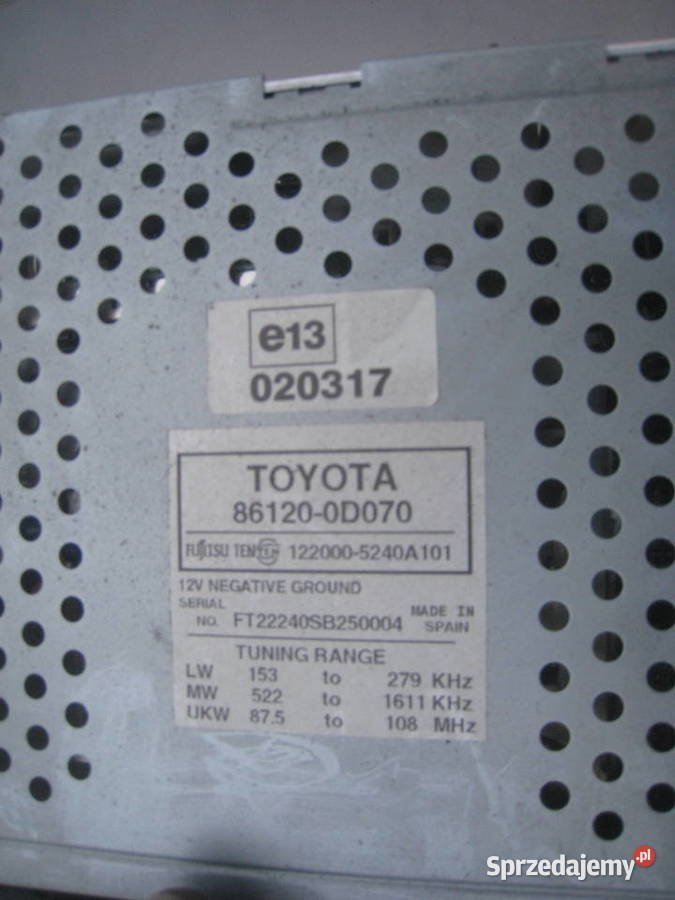 Radio radioodbiornik Toyota Yaris I kaseta małopolskie Kraków