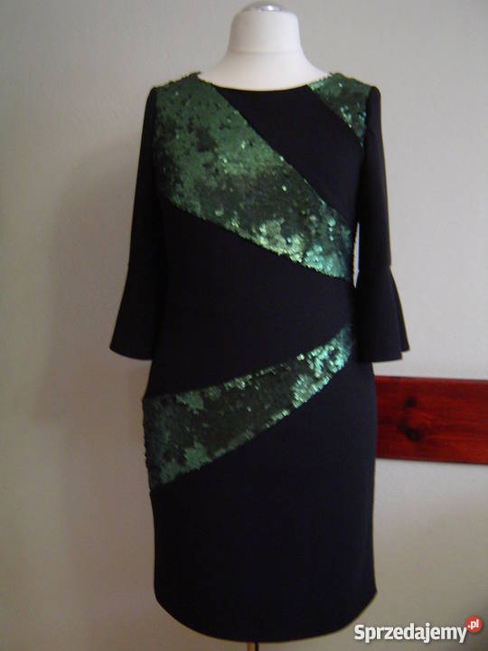 Sukienka z tkaninykrepa wełniana i welur 44 Starachowice