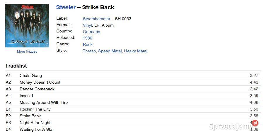 Steeler Strike Back Vinyl LP Steamhammer SH 0053 metal Biłgoraj