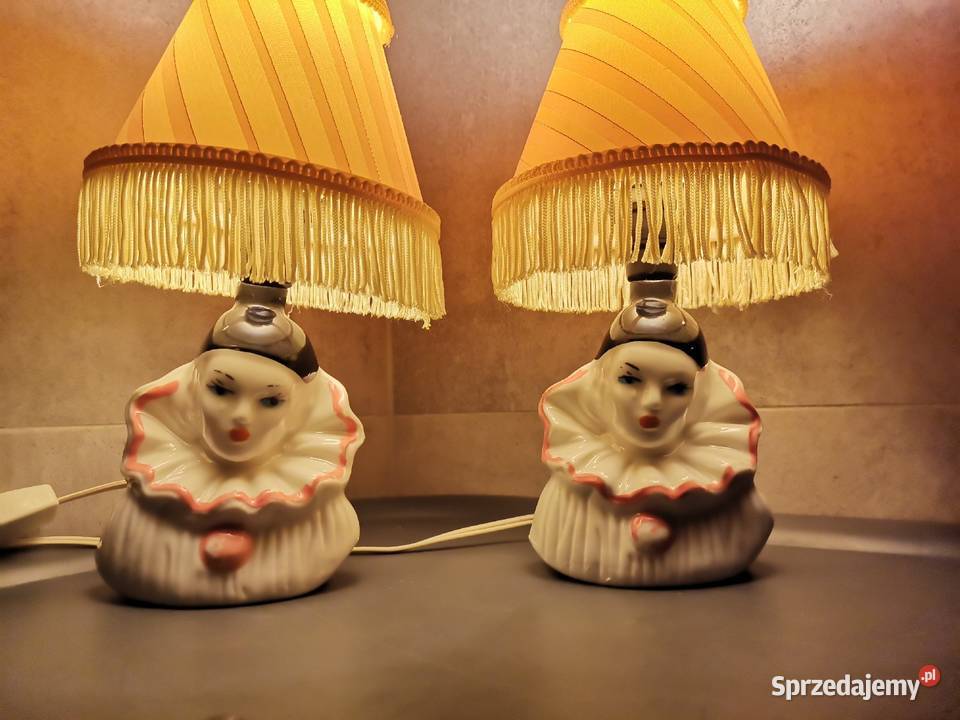Stara figurka lampka Pierrot Arlekin 2 sztuki Antyki, Sztuka, Kolekcje