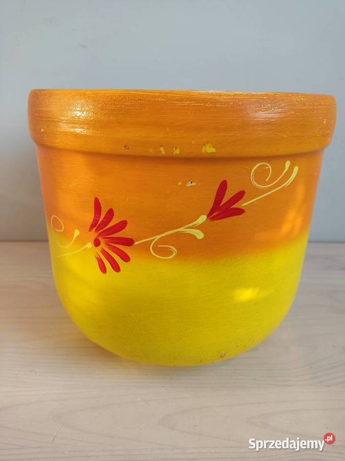 Donica doniczka ceramiczna gliniana żółto Głuchołazy
