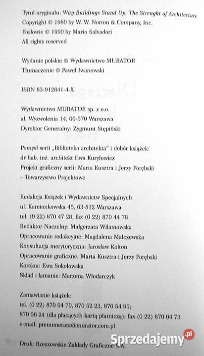 Dlaczego budynki stoją Mario Salvadori Lublin sprzedam