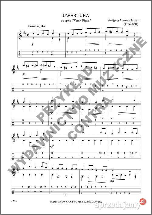 Łatwa Muzyka Operowa na gitarę nutytabulatury