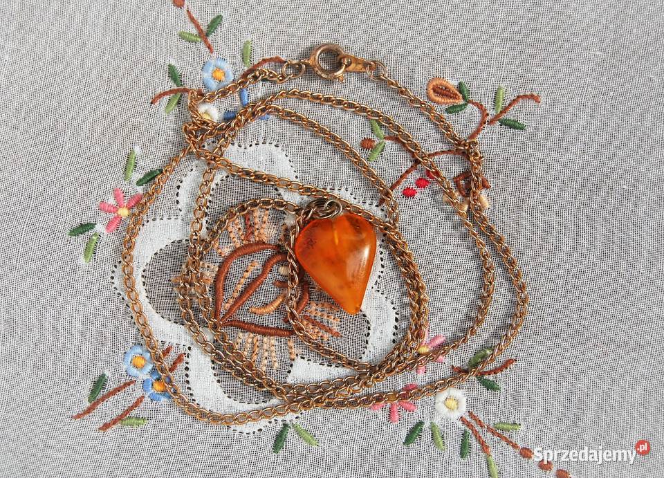 Serce z bursztynu bursztyn przedwojenny wisiorek Lublin sprzedam