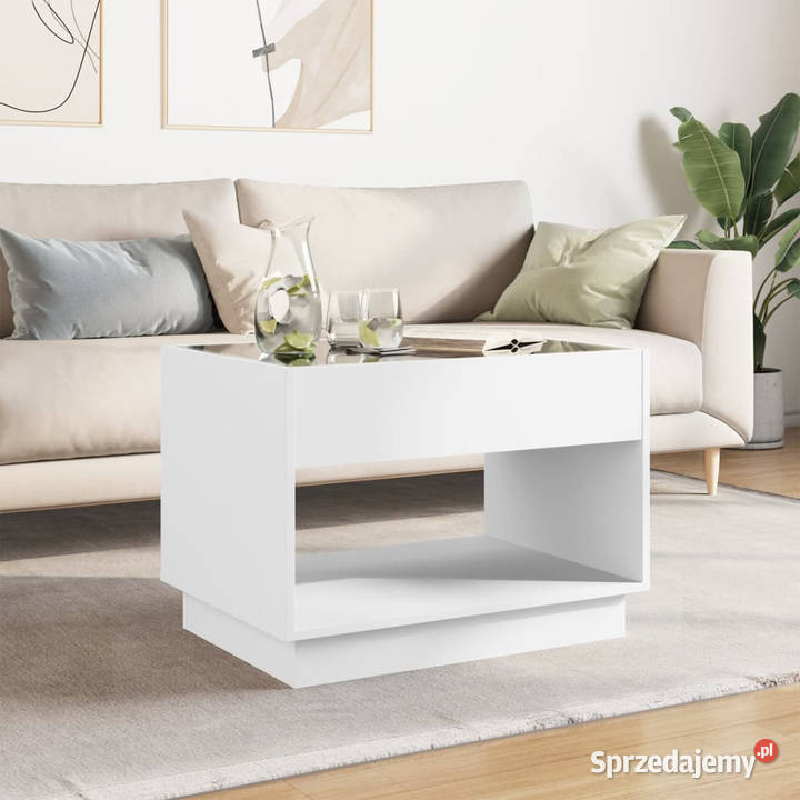 Stolik kawowy z LED Infinity biały 70x50x50 Warszawa sprzedam